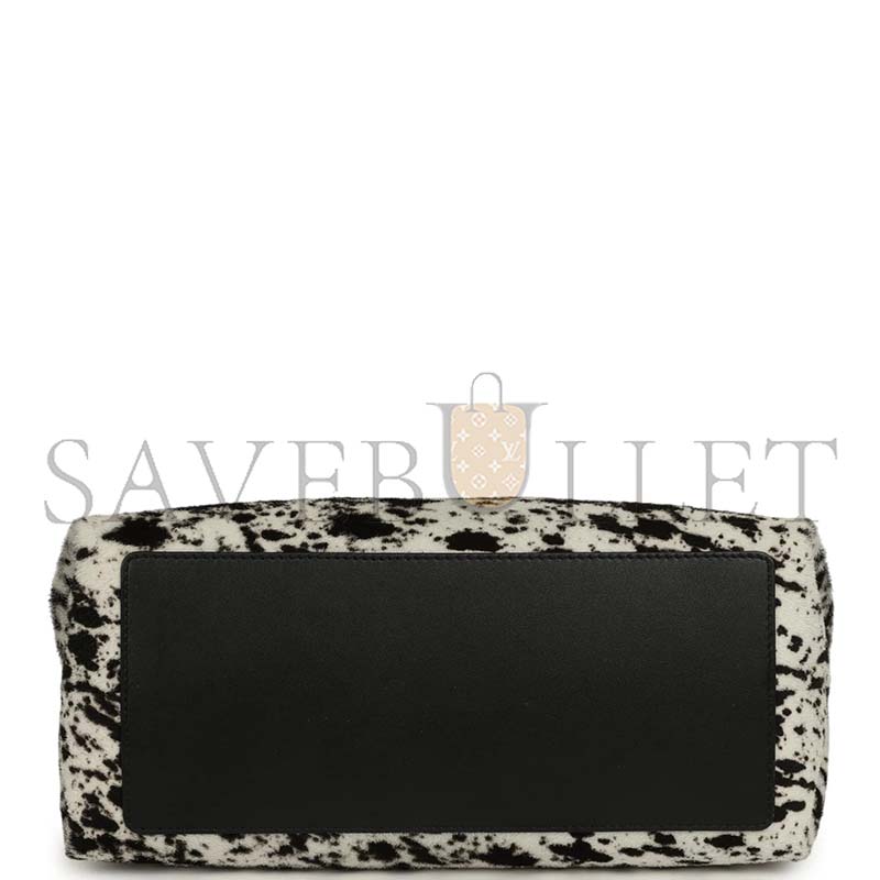 Ch**el MASTER DALMATIAN PRINT CLUTCH WITH CHAIN BLACK WHITE PONY HAIR GOLD HARDWARE (26*17*12cm)